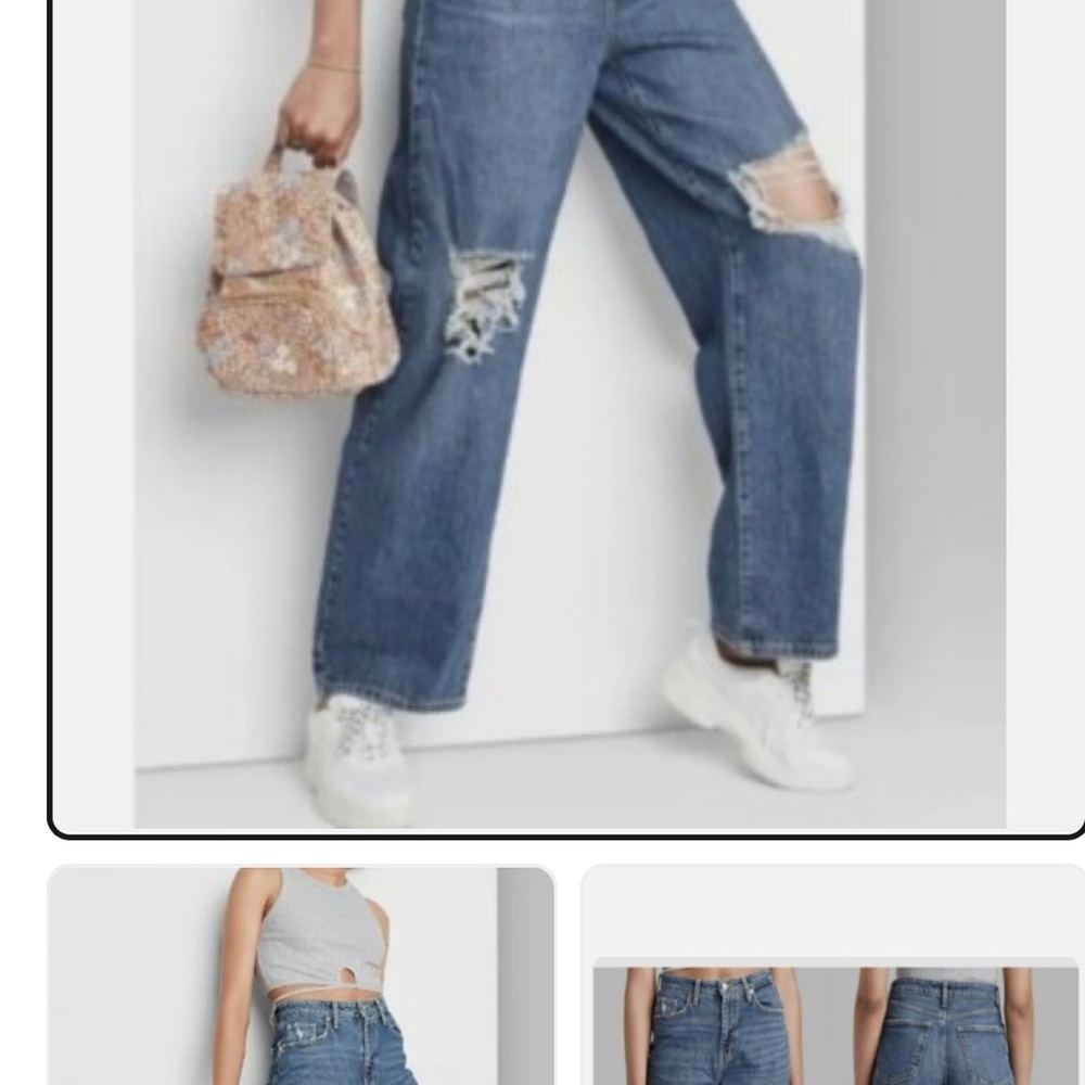 High Rise Baggy Distressed Jeans Blue 99% Cotton Wild Fable Women’s 8 NEW 2/$20